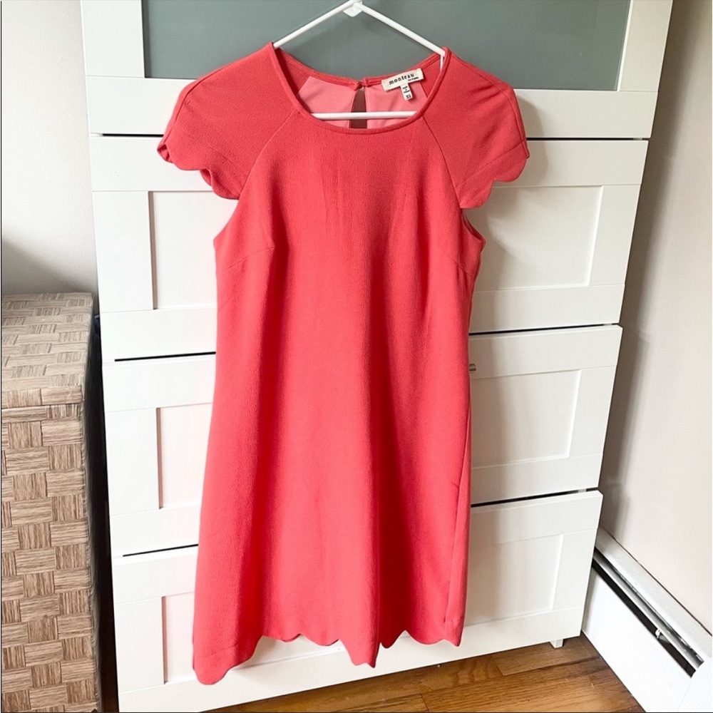 Coral Scalloped Sleeve Dress